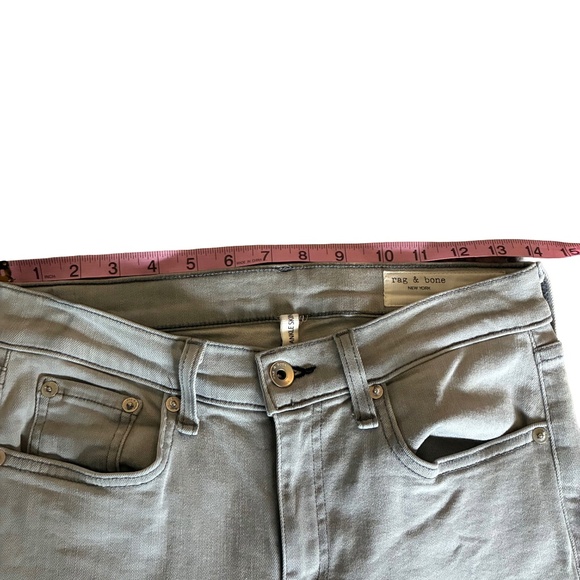 Rag & Bone Ankle Skinny Jeans Sz 27 Light Grey Frayed Hem Cropped Stretch - Picture 6 of 9